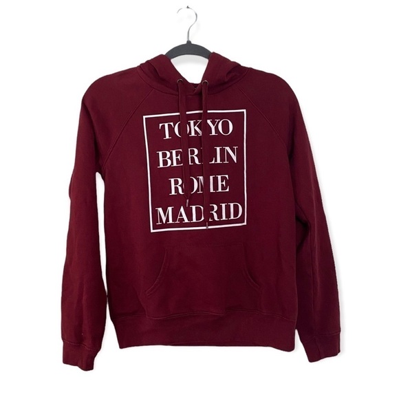 Forever 21 Tops - Forever 21 Hoodie Maroon Sightseeing City Graphic Sweatshirt Women’s Size Small